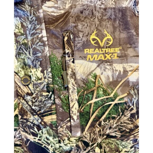 Real Tree Max 1 Microban Scent Control Men's M Camo Fleece 4 pocket Zip Jacket - Picture 5 of 11